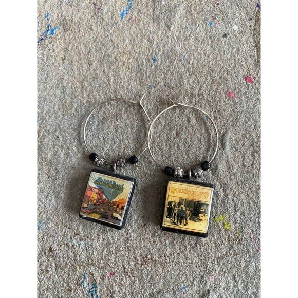 Novelty Earrings Hoop Hoops Charm Workingman’s Dead - Picture 4 of 4